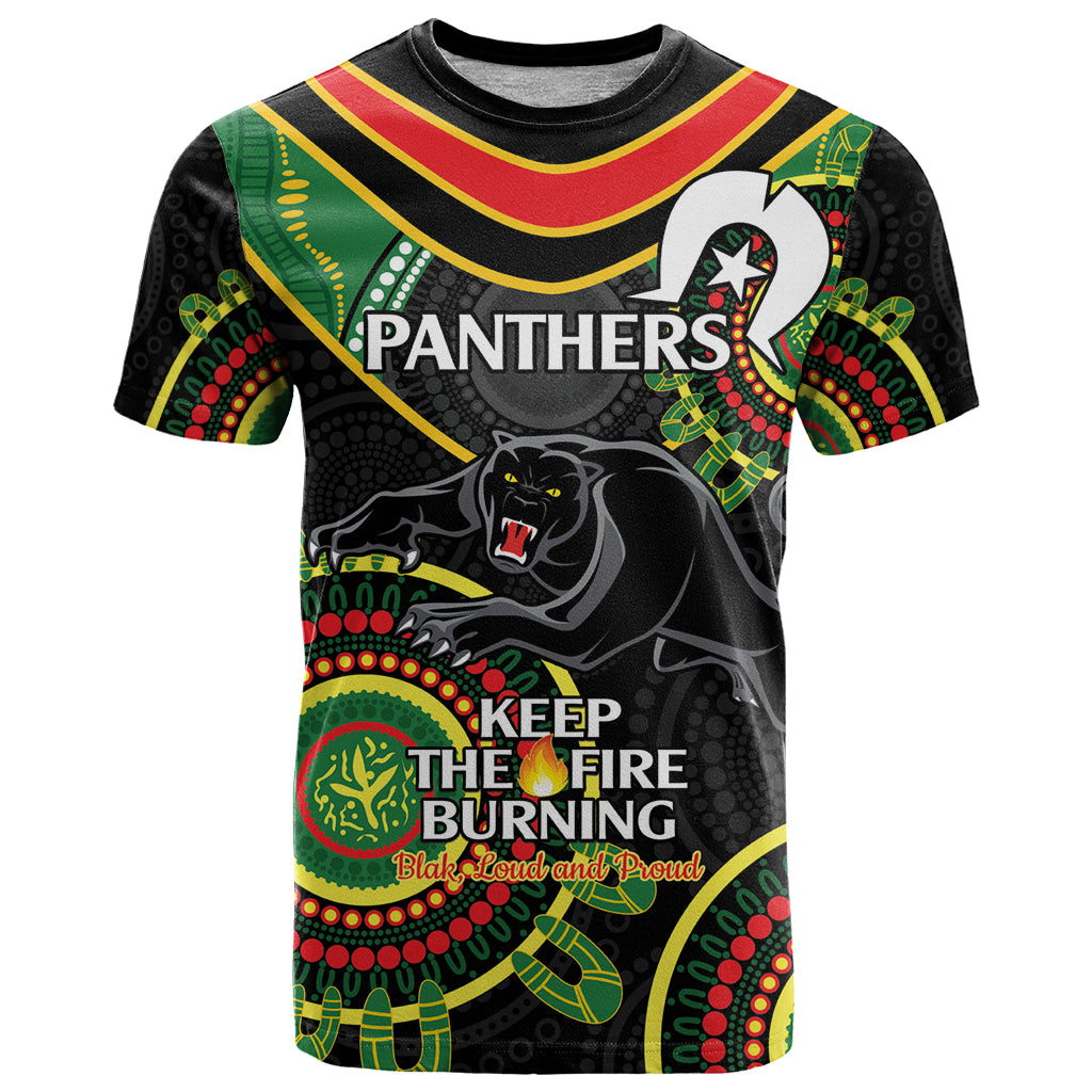 Custom NRL Panthers NAIDOC Week T Shirt Keep The Fire Burning Indigenous Art