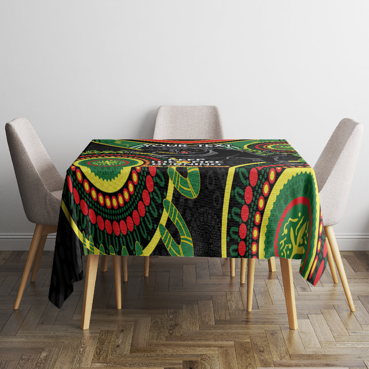Custom NRL Panthers NAIDOC Week Tablecloth Keep The Fire Burning Indigenous Art