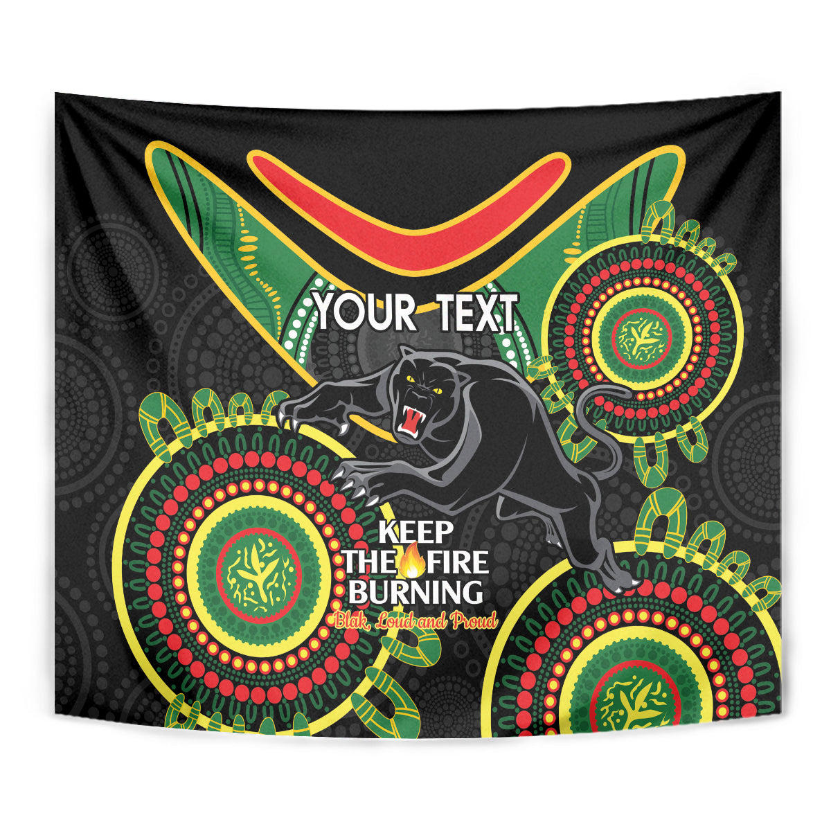 Custom NRL Panthers NAIDOC Week Tapestry Keep The Fire Burning Indigenous Art