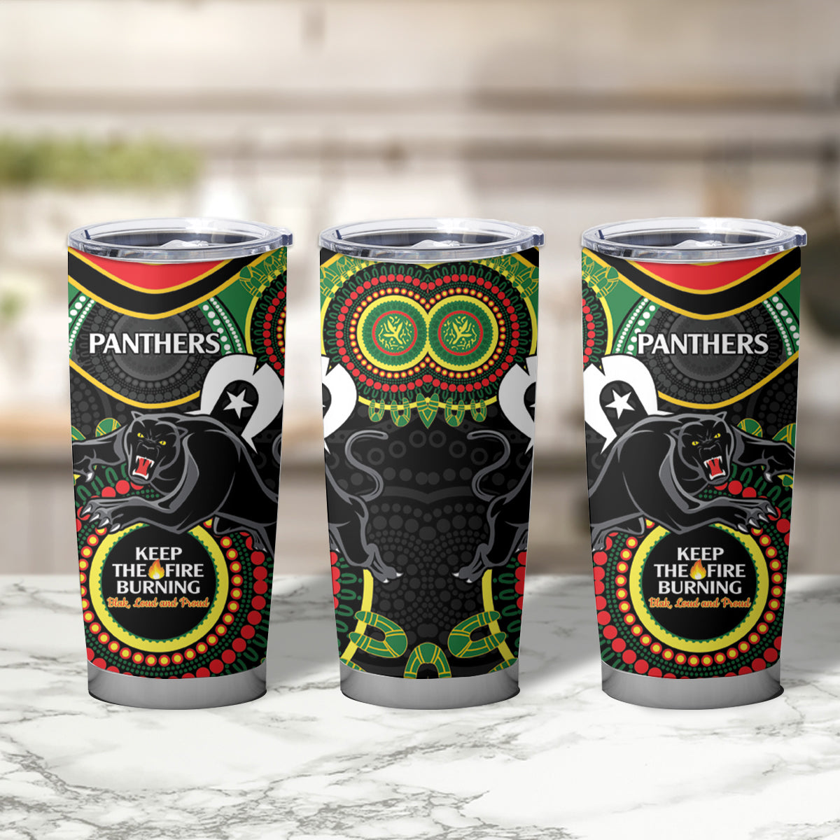 NRL Panthers NAIDOC Week Tumbler Cup Keep The Fire Burning Indigenous Art