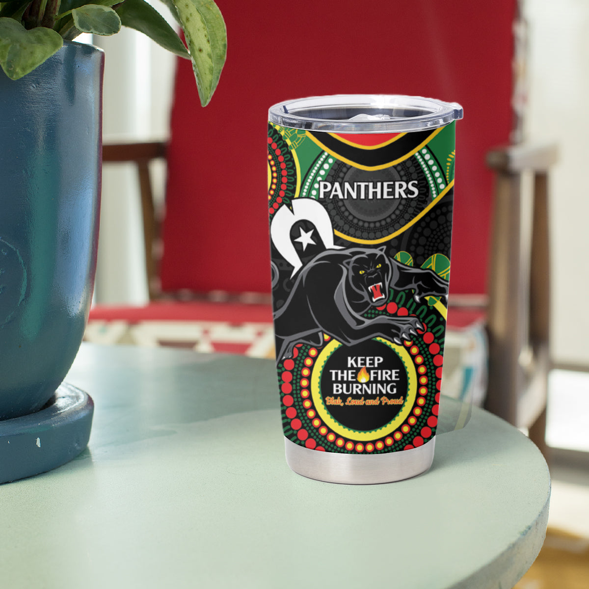 NRL Panthers NAIDOC Week Tumbler Cup Keep The Fire Burning Indigenous Art