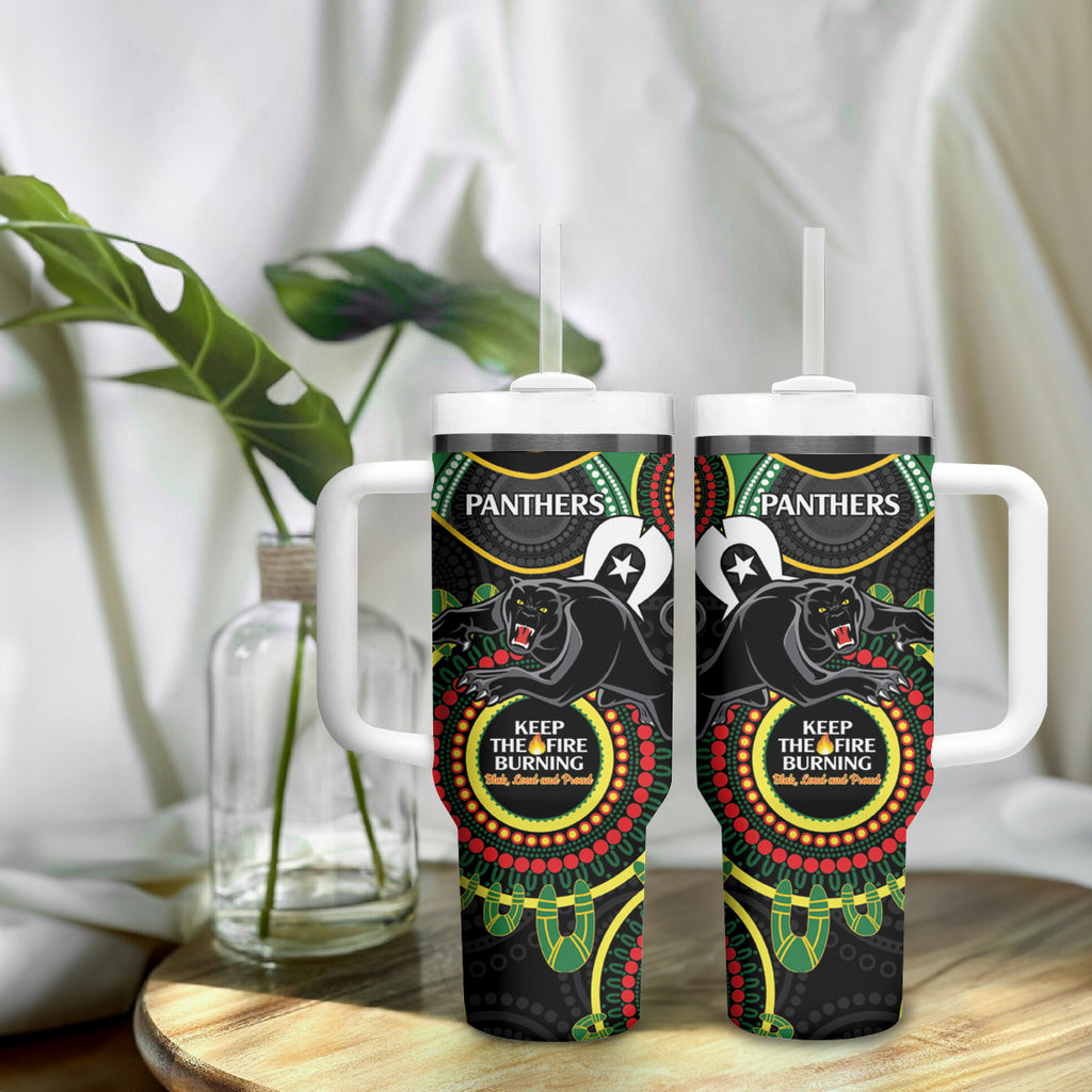 NRL Panthers NAIDOC Week Tumbler With Handle Keep The Fire Burning Indigenous Art