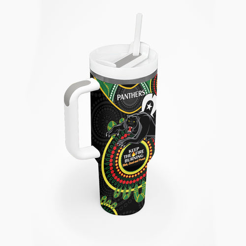 NRL Panthers NAIDOC Week Tumbler With Handle Keep The Fire Burning Indigenous Art