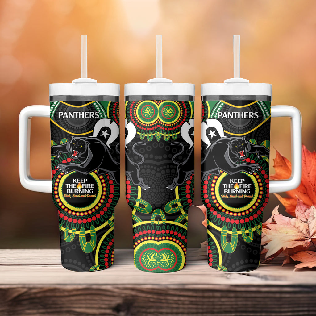 NRL Panthers NAIDOC Week Tumbler With Handle Keep The Fire Burning Indigenous Art