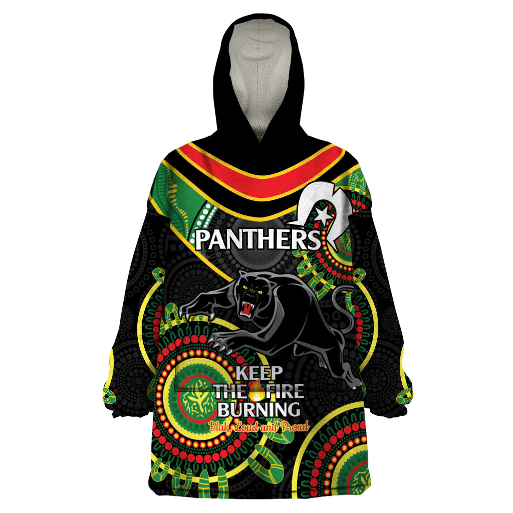 Custom NRL Panthers NAIDOC Week Wearable Blanket Hoodie Keep The Fire Burning Indigenous Art