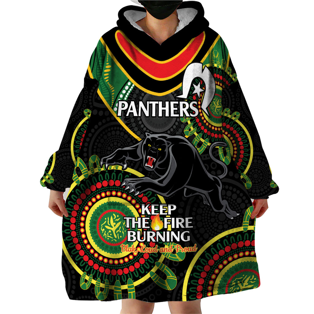 Custom NRL Panthers NAIDOC Week Wearable Blanket Hoodie Keep The Fire Burning Indigenous Art