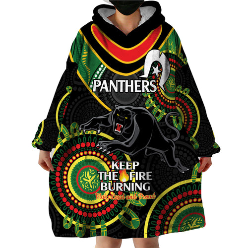 Custom NRL Panthers NAIDOC Week Wearable Blanket Hoodie Keep The Fire Burning Indigenous Art
