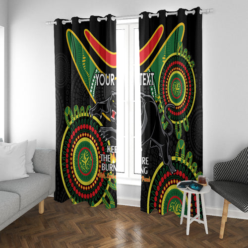 Custom NRL Panthers NAIDOC Week Window Curtain Keep The Fire Burning Indigenous Art