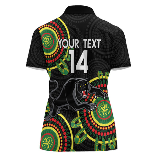 Custom NRL Panthers NAIDOC Week Women Polo Shirt Keep The Fire Burning Indigenous Art
