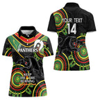Custom NRL Panthers NAIDOC Week Women Polo Shirt Keep The Fire Burning Indigenous Art