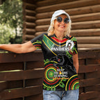Custom NRL Panthers NAIDOC Week Women Polo Shirt Keep The Fire Burning Indigenous Art
