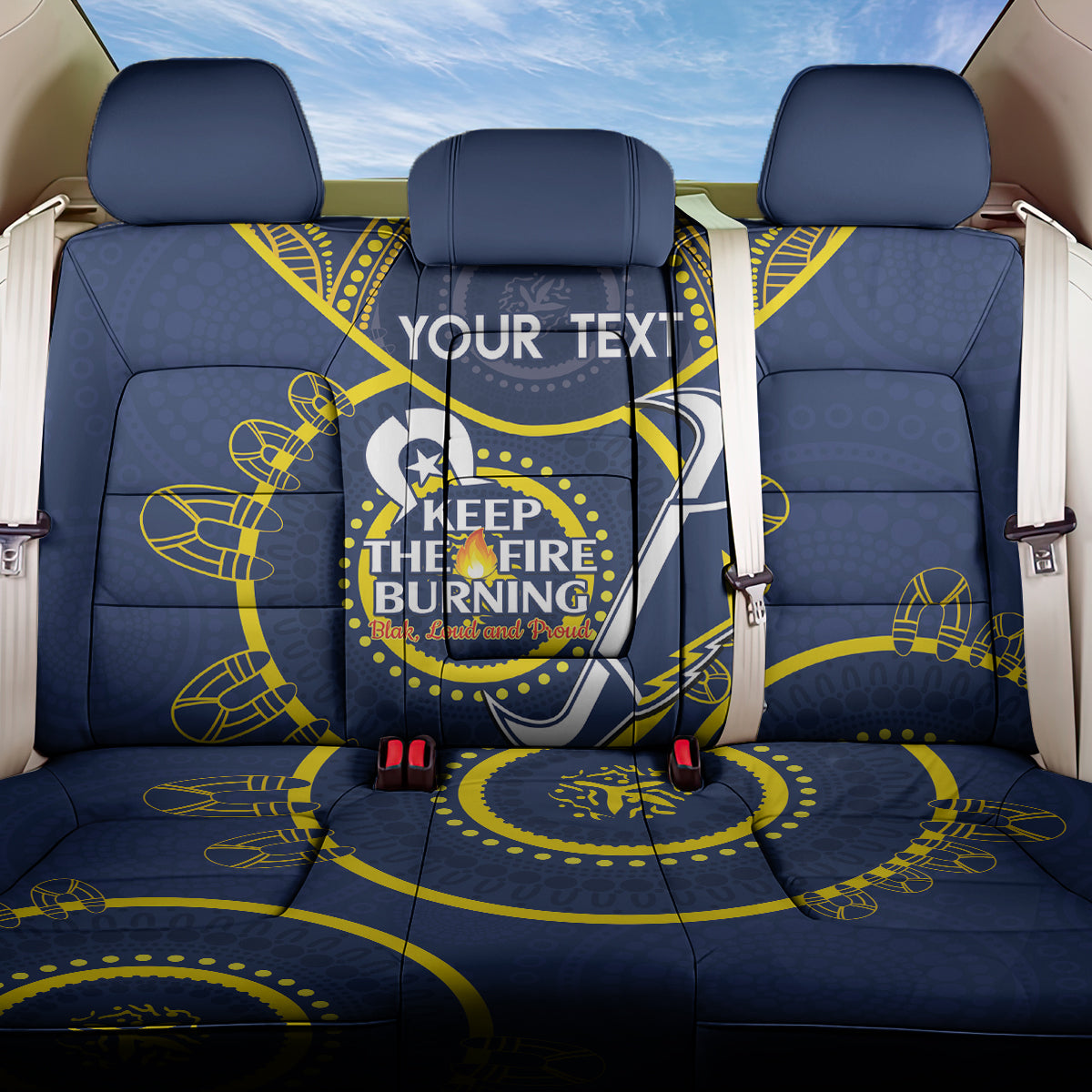 Custom NRL Cowboys NAIDOC Week Back Car Seat Cover Keep The Fire Burning Indigenous Art