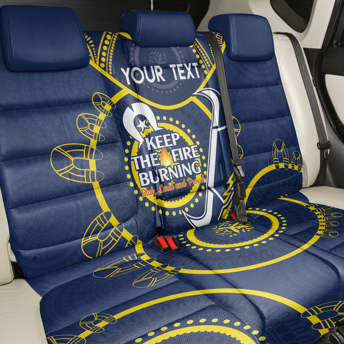 Custom NRL Cowboys NAIDOC Week Back Car Seat Cover Keep The Fire Burning Indigenous Art
