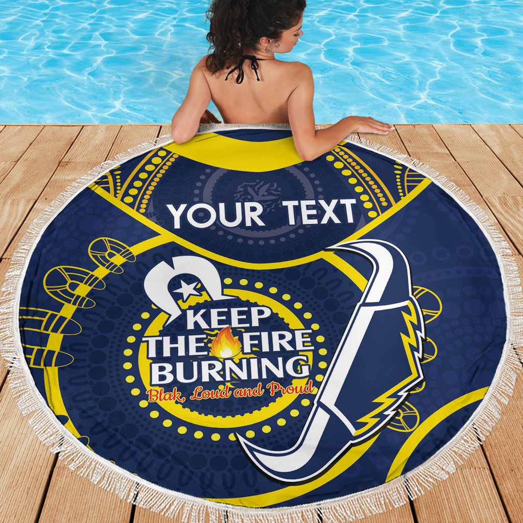 Custom NRL Cowboys NAIDOC Week Beach Blanket Keep The Fire Burning Indigenous Art