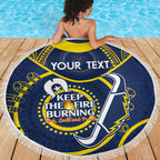 Custom NRL Cowboys NAIDOC Week Beach Blanket Keep The Fire Burning Indigenous Art