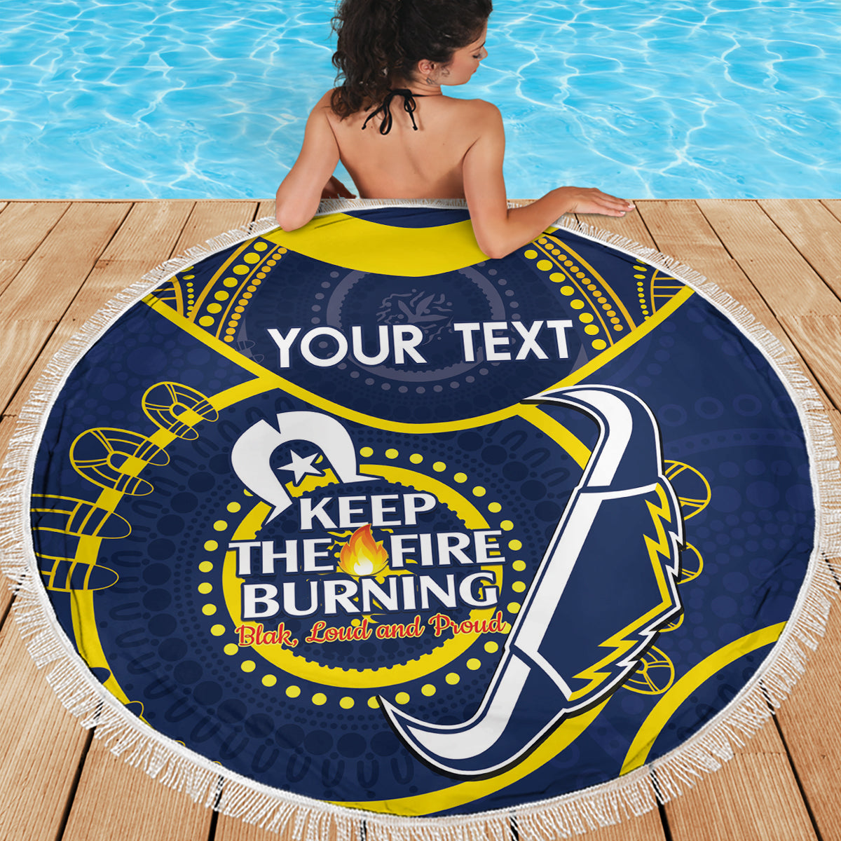 Custom NRL Cowboys NAIDOC Week Beach Blanket Keep The Fire Burning Indigenous Art