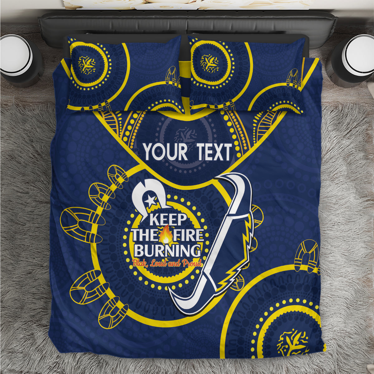 Custom NRL Cowboys NAIDOC Week Bedding Set Keep The Fire Burning Indigenous Art
