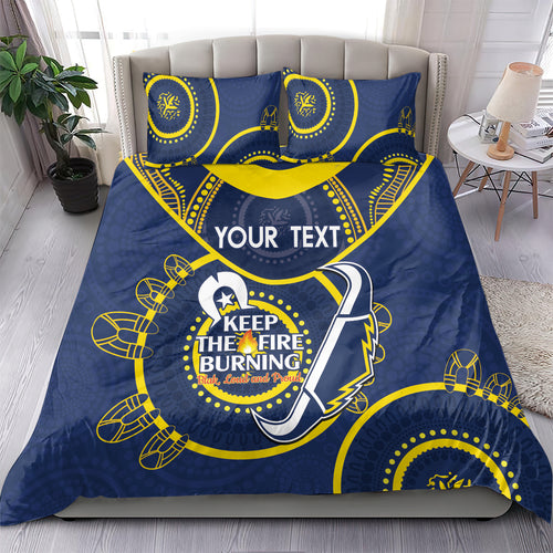 Custom NRL Cowboys NAIDOC Week Bedding Set Keep The Fire Burning Indigenous Art