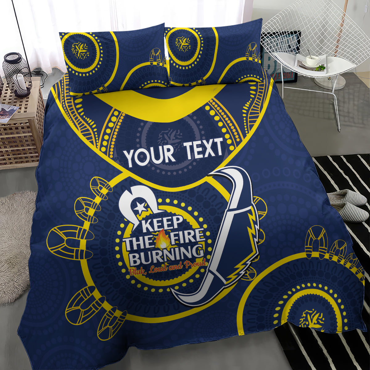 Custom NRL Cowboys NAIDOC Week Bedding Set Keep The Fire Burning Indigenous Art