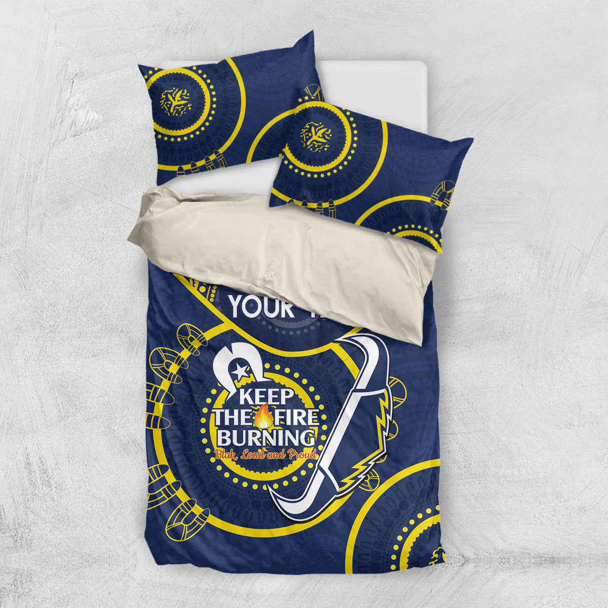 Custom NRL Cowboys NAIDOC Week Bedding Set Keep The Fire Burning Indigenous Art