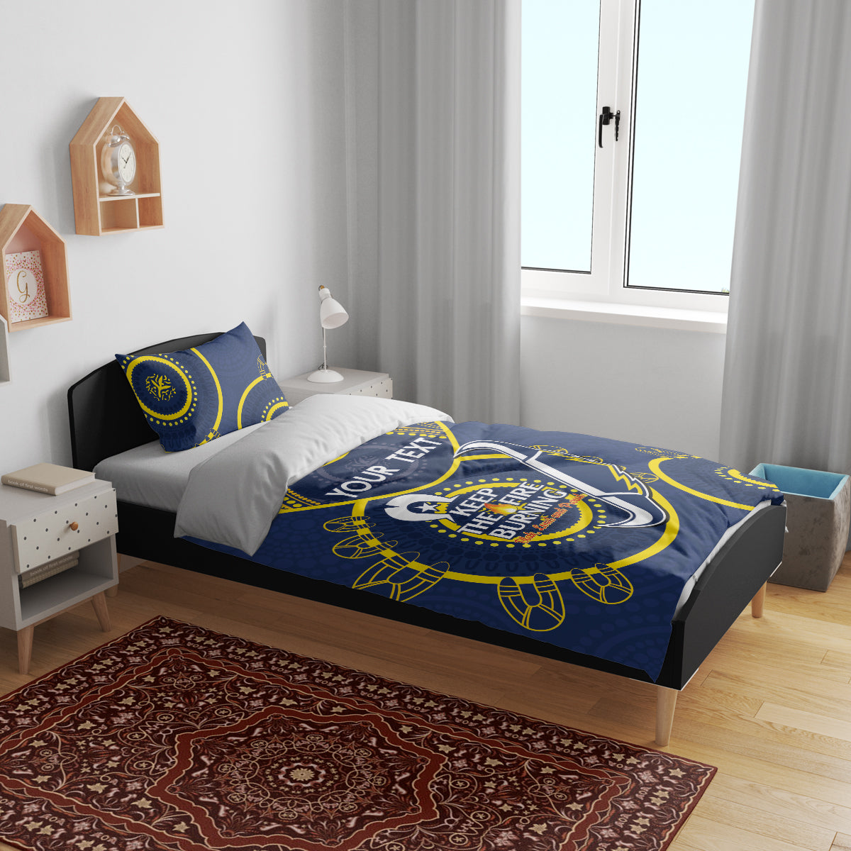 Custom NRL Cowboys NAIDOC Week Bedding Set Keep The Fire Burning Indigenous Art