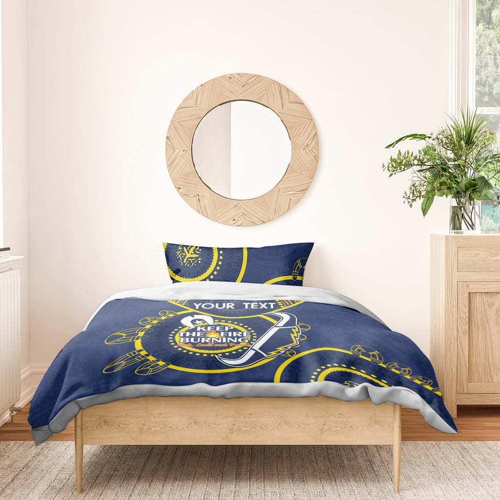 Custom NRL Cowboys NAIDOC Week Bedding Set Keep The Fire Burning Indigenous Art