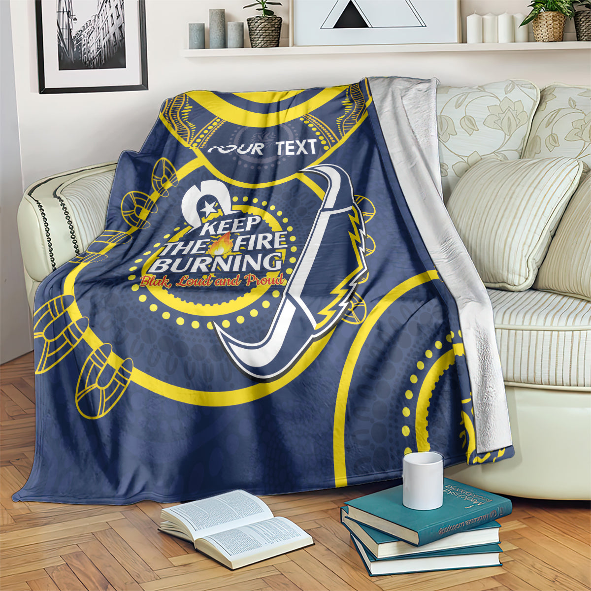 Custom NRL Cowboys NAIDOC Week Blanket Keep The Fire Burning Indigenous Art