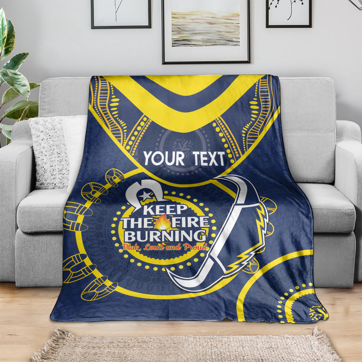 Custom NRL Cowboys NAIDOC Week Blanket Keep The Fire Burning Indigenous Art