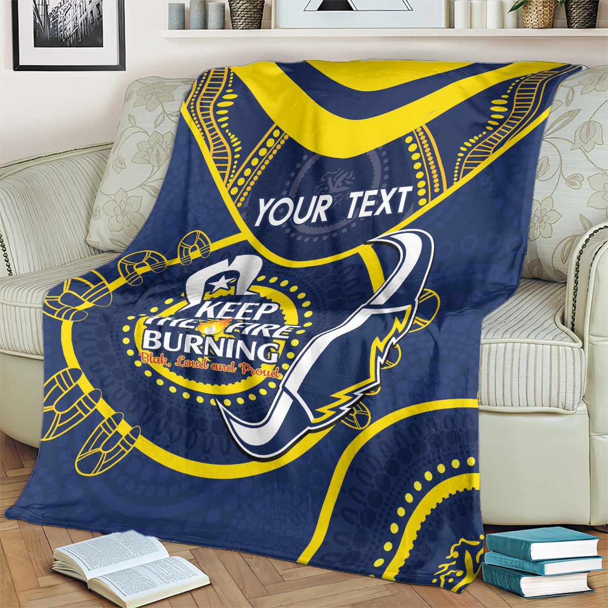 Custom NRL Cowboys NAIDOC Week Blanket Keep The Fire Burning Indigenous Art
