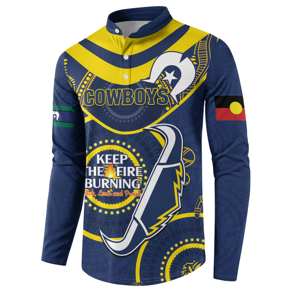 Custom NRL Cowboys NAIDOC Week Button Sweatshirt Keep The Fire Burning Indigenous Art