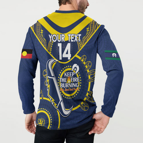 Custom NRL Cowboys NAIDOC Week Button Sweatshirt Keep The Fire Burning Indigenous Art