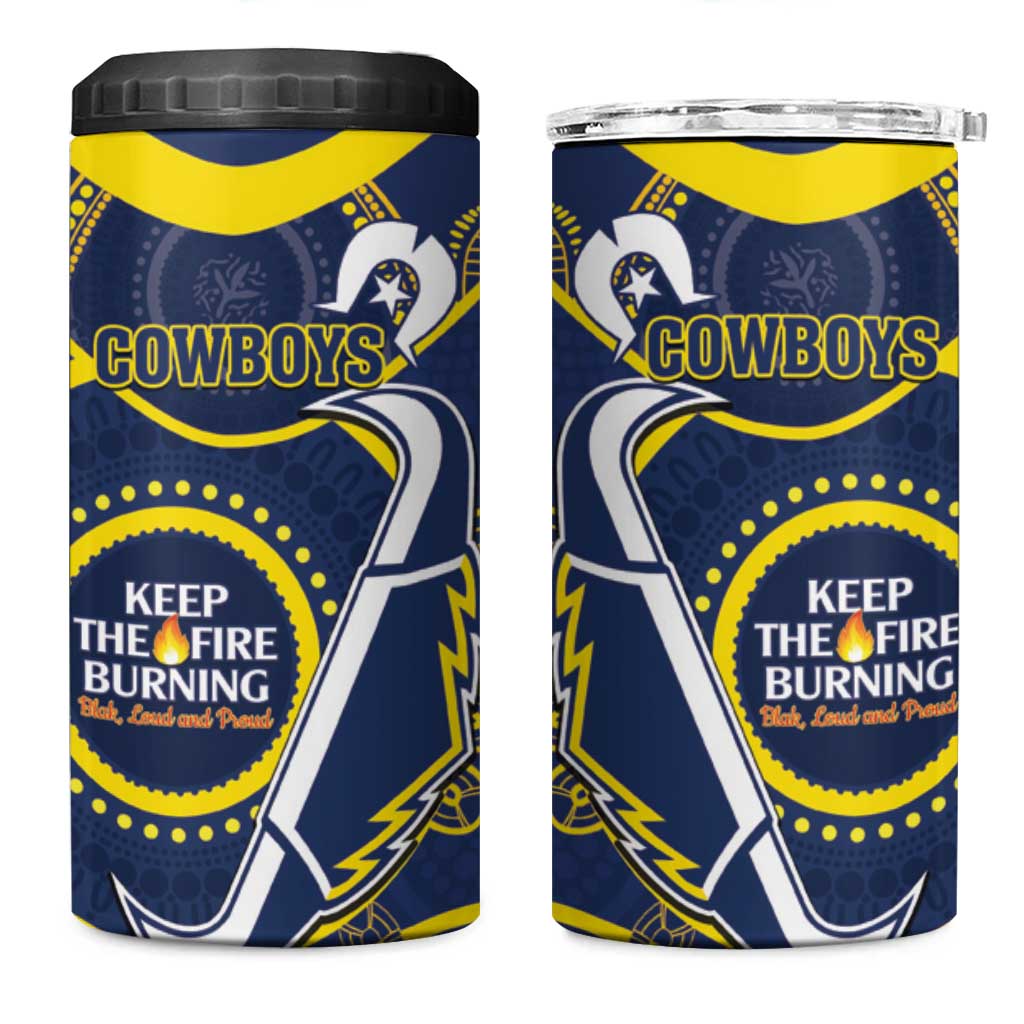 NRL Cowboys NAIDOC Week 4 in 1 Can Cooler Tumbler Keep The Fire Burning Indigenous Art