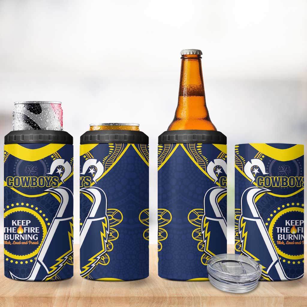 NRL Cowboys NAIDOC Week 4 in 1 Can Cooler Tumbler Keep The Fire Burning Indigenous Art