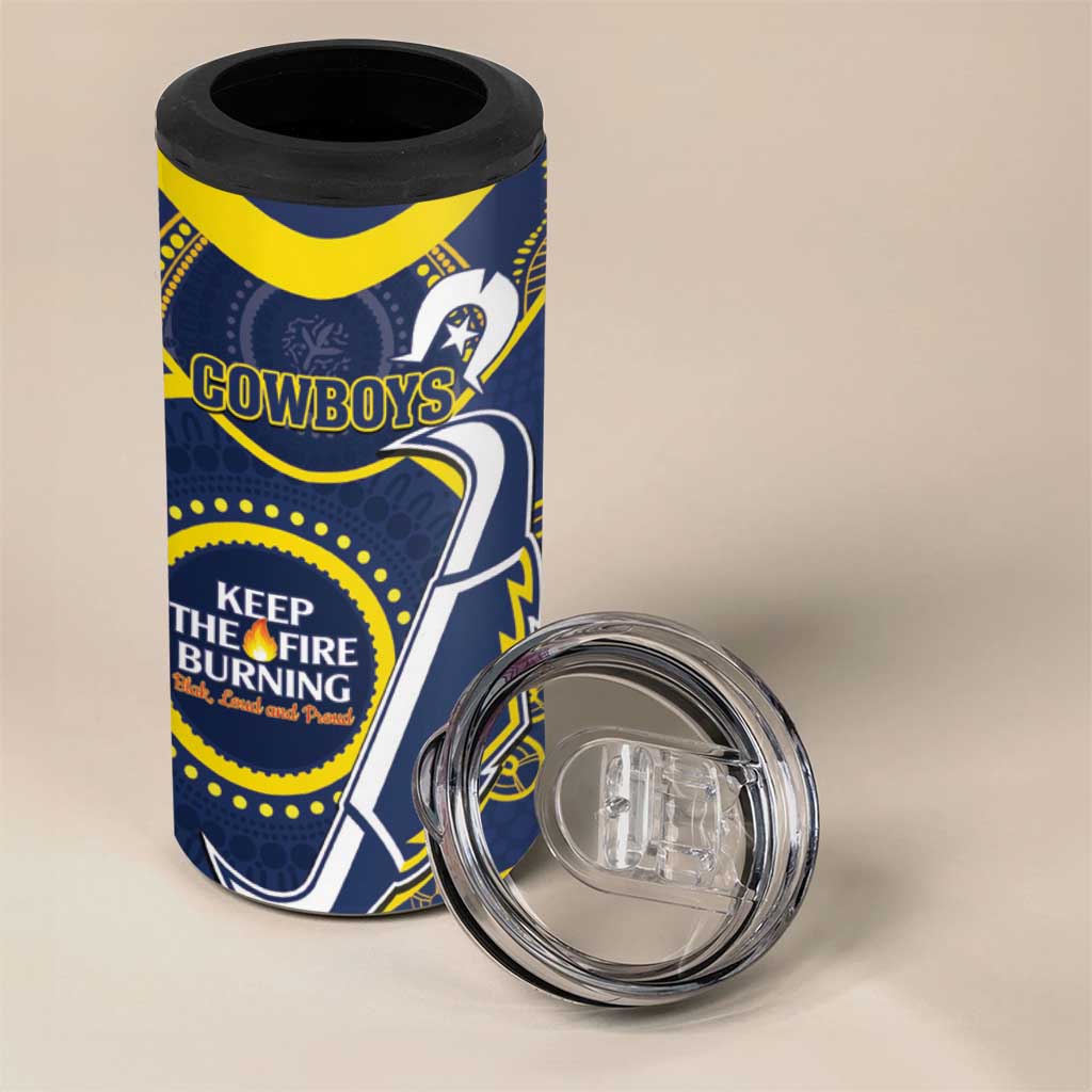 NRL Cowboys NAIDOC Week 4 in 1 Can Cooler Tumbler Keep The Fire Burning Indigenous Art
