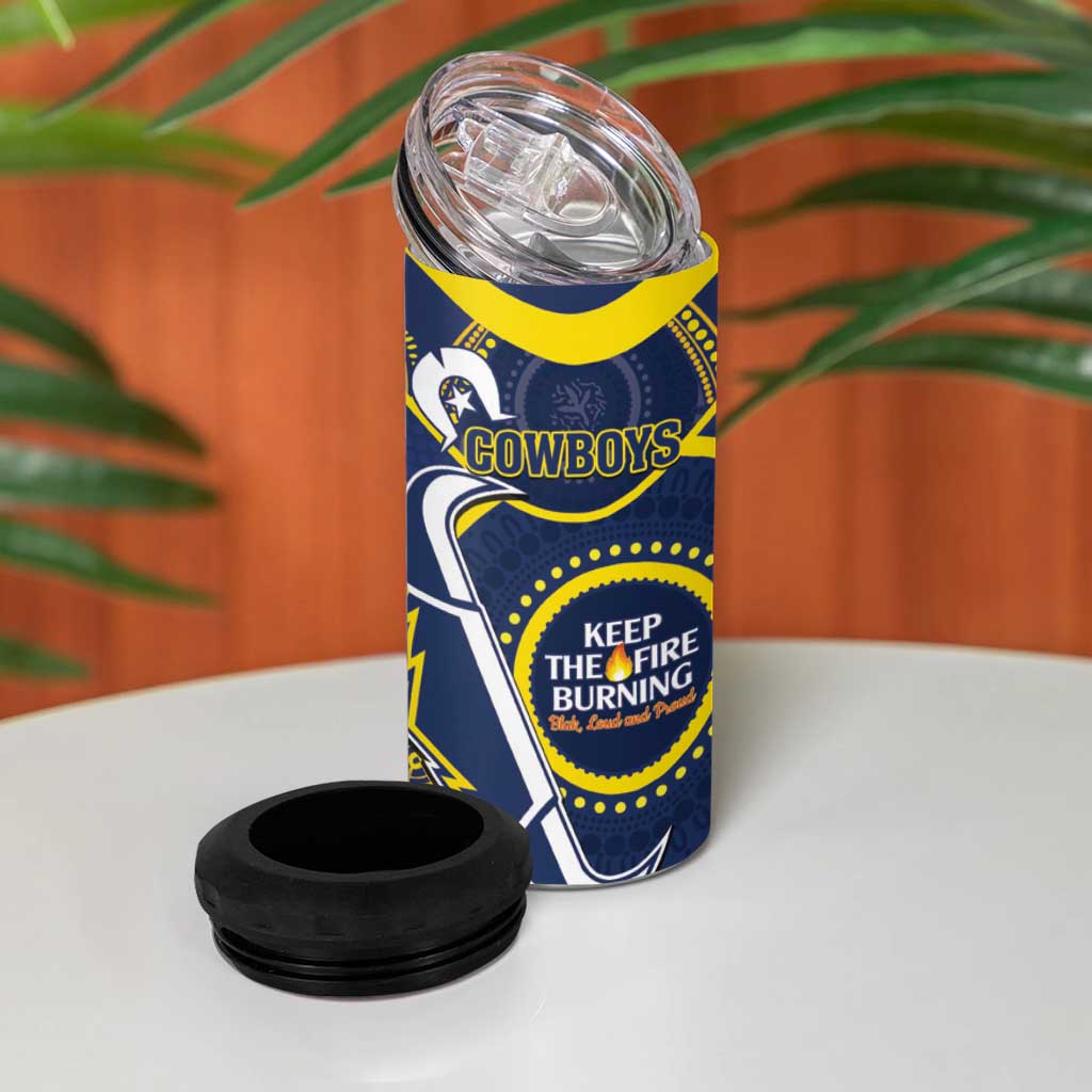 NRL Cowboys NAIDOC Week 4 in 1 Can Cooler Tumbler Keep The Fire Burning Indigenous Art