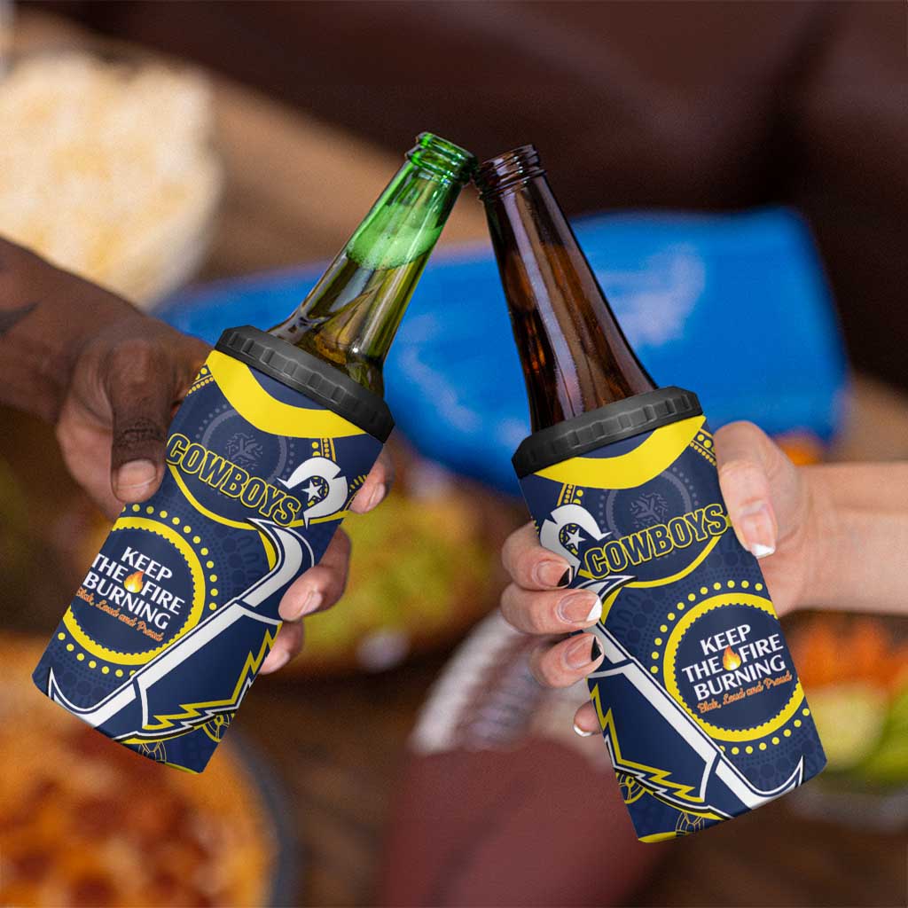 NRL Cowboys NAIDOC Week 4 in 1 Can Cooler Tumbler Keep The Fire Burning Indigenous Art