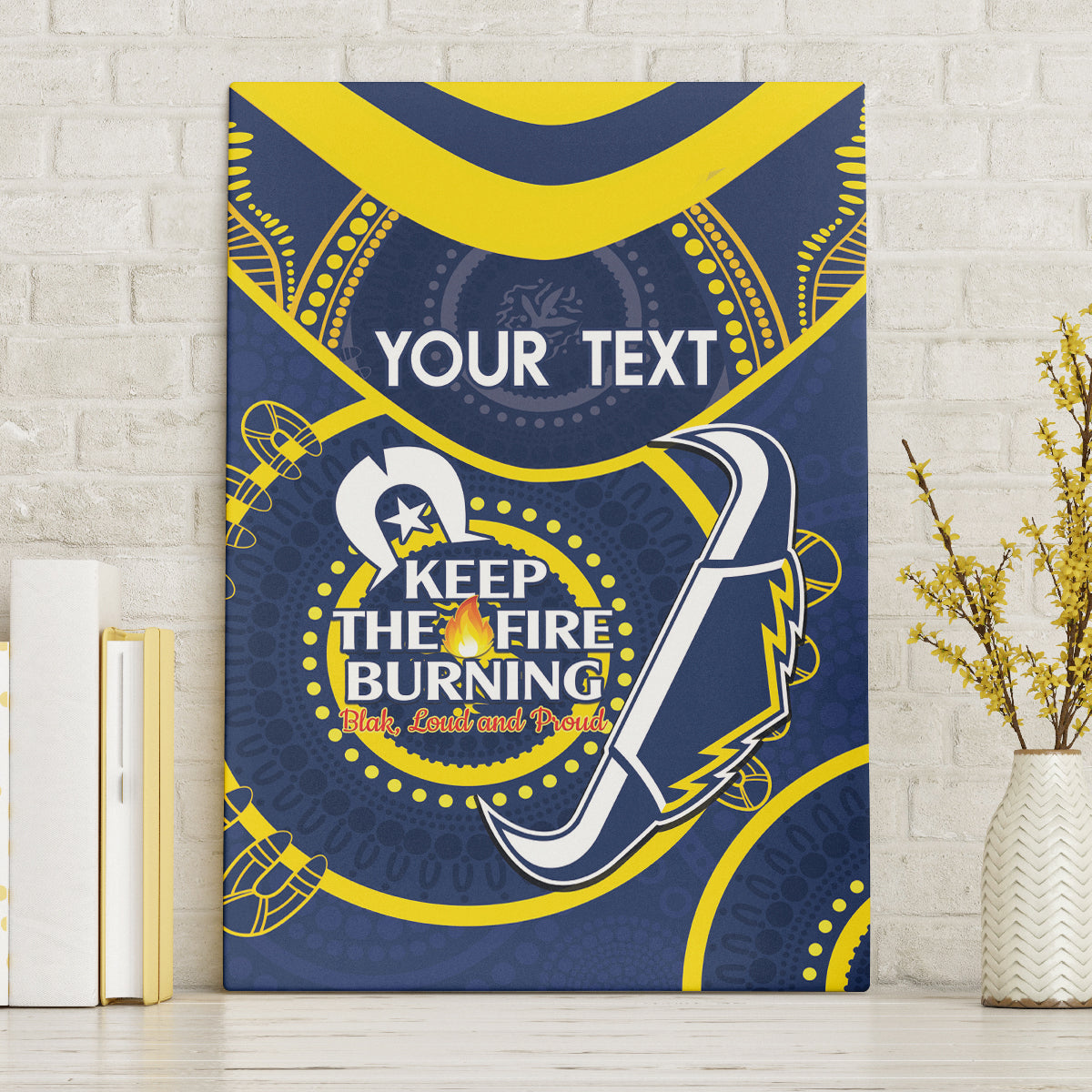 Custom NRL Cowboys NAIDOC Week Canvas Wall Art Keep The Fire Burning Indigenous Art