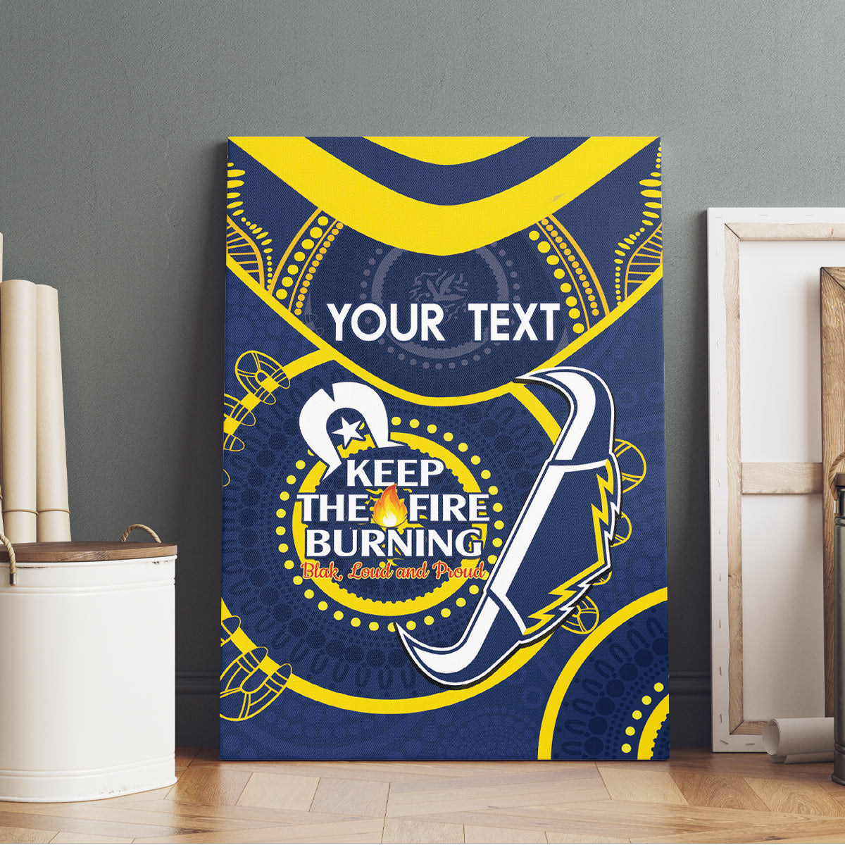 Custom NRL Cowboys NAIDOC Week Canvas Wall Art Keep The Fire Burning Indigenous Art