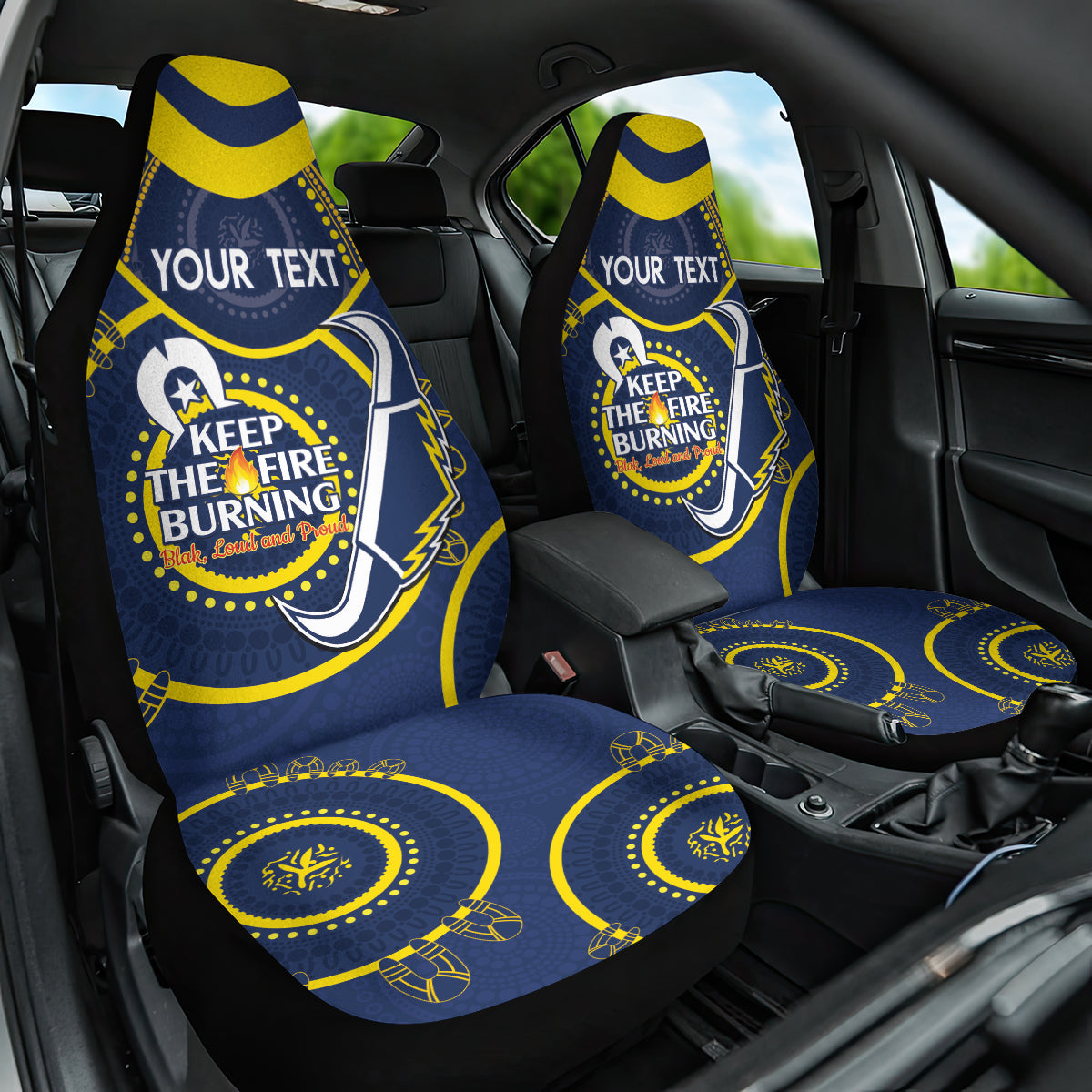 Custom NRL Cowboys NAIDOC Week Car Seat Cover Keep The Fire Burning Indigenous Art