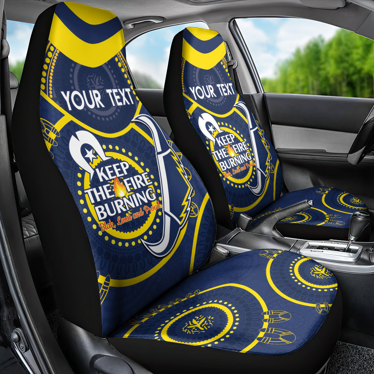 Custom NRL Cowboys NAIDOC Week Car Seat Cover Keep The Fire Burning Indigenous Art
