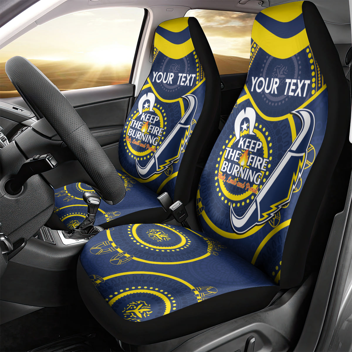 Custom NRL Cowboys NAIDOC Week Car Seat Cover Keep The Fire Burning Indigenous Art