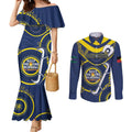 Custom NRL Cowboys NAIDOC Week Couples Matching Mermaid Dress and Long Sleeve Button Shirt Keep The Fire Burning Indigenous Art