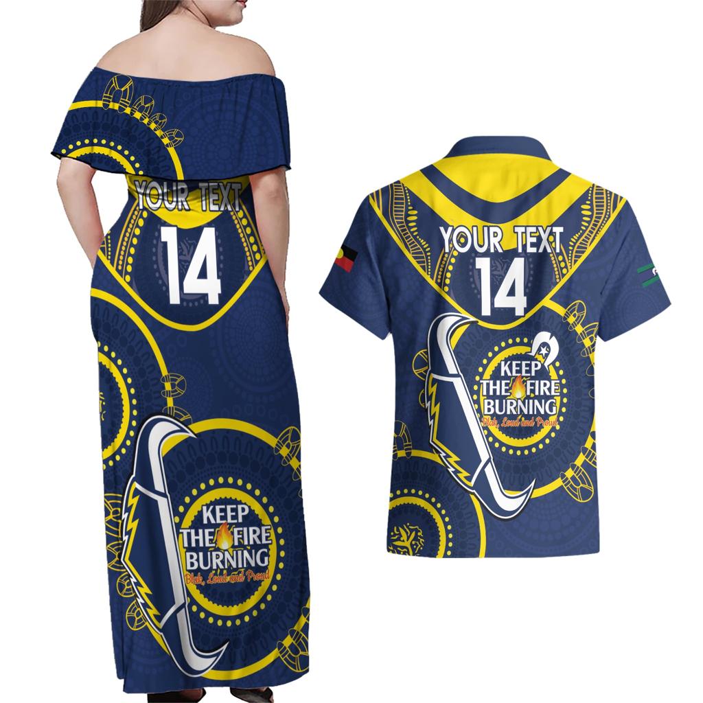 Custom NRL Cowboys NAIDOC Week Couples Matching Off Shoulder Maxi Dress and Hawaiian Shirt Keep The Fire Burning Indigenous Art