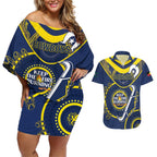 Custom NRL Cowboys NAIDOC Week Couples Matching Off Shoulder Short Dress and Hawaiian Shirt Keep The Fire Burning Indigenous Art