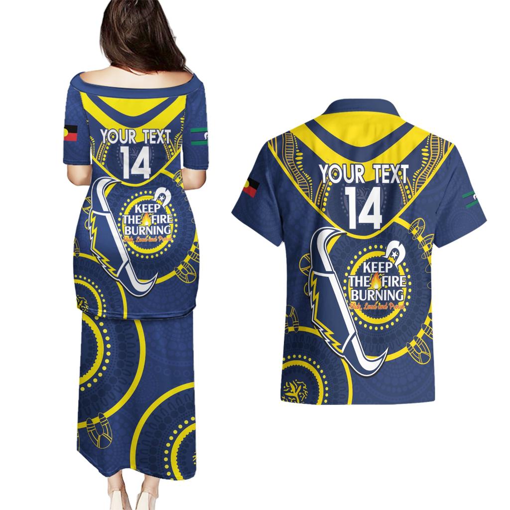 Custom NRL Cowboys NAIDOC Week Couples Matching Puletasi and Hawaiian Shirt Keep The Fire Burning Indigenous Art