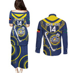 Custom NRL Cowboys NAIDOC Week Couples Matching Puletasi and Long Sleeve Button Shirt Keep The Fire Burning Indigenous Art