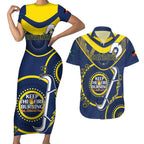 Custom NRL Cowboys NAIDOC Week Couples Matching Short Sleeve Bodycon Dress and Hawaiian Shirt Keep The Fire Burning Indigenous Art