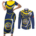 Custom NRL Cowboys NAIDOC Week Couples Matching Short Sleeve Bodycon Dress and Long Sleeve Button Shirt Keep The Fire Burning Indigenous Art