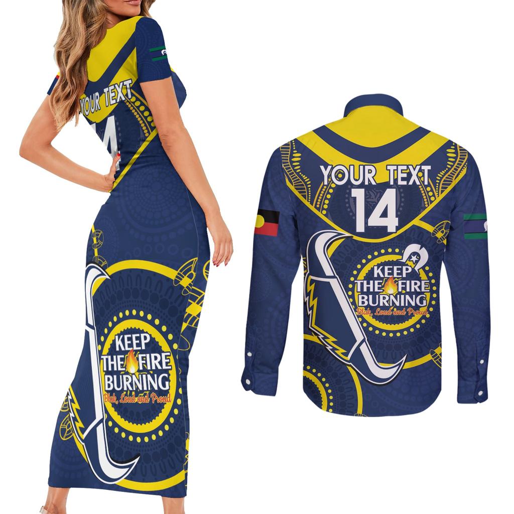 Custom NRL Cowboys NAIDOC Week Couples Matching Short Sleeve Bodycon Dress and Long Sleeve Button Shirt Keep The Fire Burning Indigenous Art