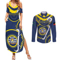 Custom NRL Cowboys NAIDOC Week Couples Matching Summer Maxi Dress and Long Sleeve Button Shirt Keep The Fire Burning Indigenous Art